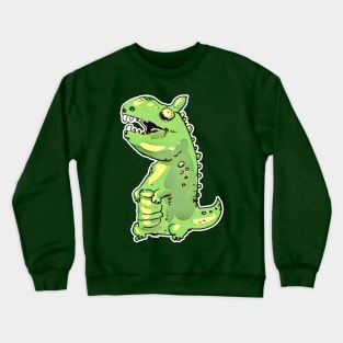 little green dinosaur cartoon Crewneck Sweatshirt